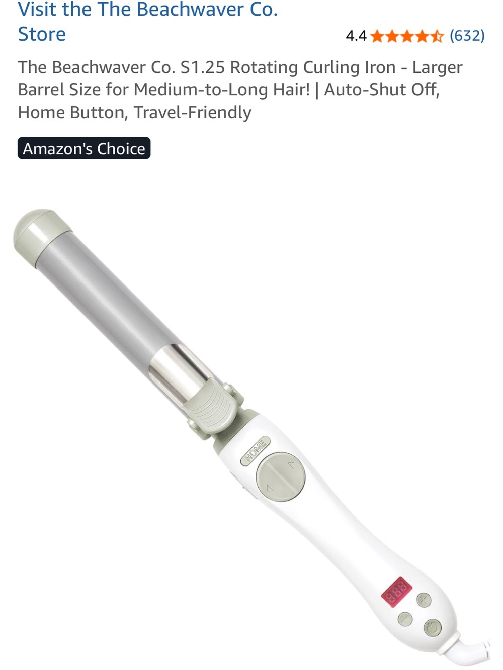 The Beachwaver Co. Rotating Curling Iron in White and Light Gray